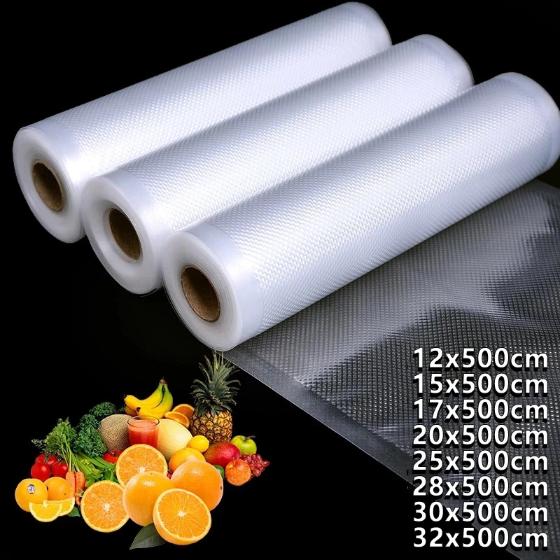 

500cm/Rolls Vacuum Bags for Food Vacuum Sealer Reusable Food Freezer Bags Fresh Meat Fruit Veggies Storage Bag Dishwasher Safe