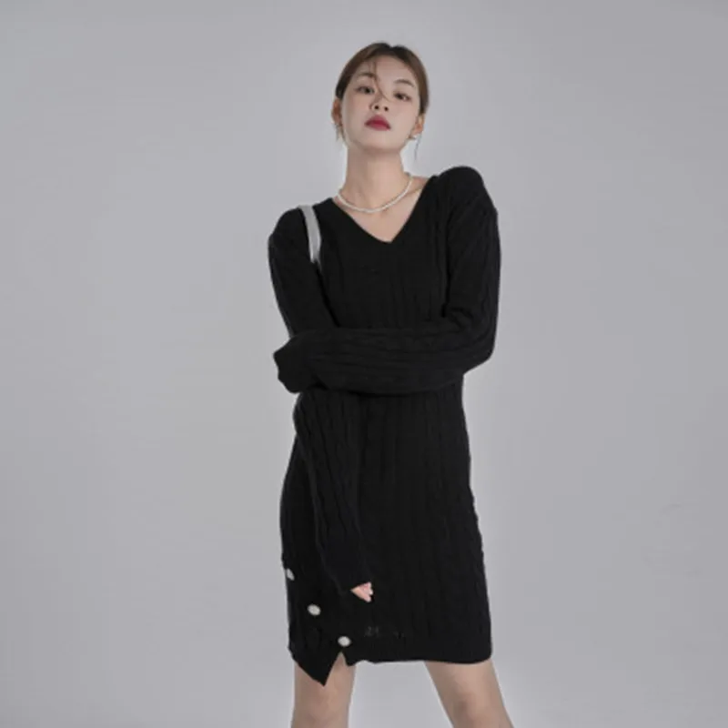 DALMAZZO New Autumn Vintage Knitted Sweater Mini Dress Fall Winter Women V Neck Long Sleeve Casual Slim Wrap Hip Vestidos Femme
DALMAZZO New Autumn Vintage Knitted Sweater Mini Dress Fall Winter Women V Neck Long Sleeve Casual Slim Wrap Hip Vestidos Femme