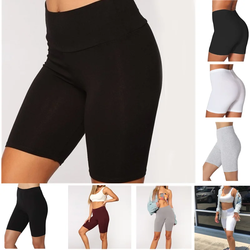 

Женские тонкие шорты для фитнеса, повседневные облегающие брюки с завышенной талией, Летние черные шорты до колен, облегающая уличная одежд...