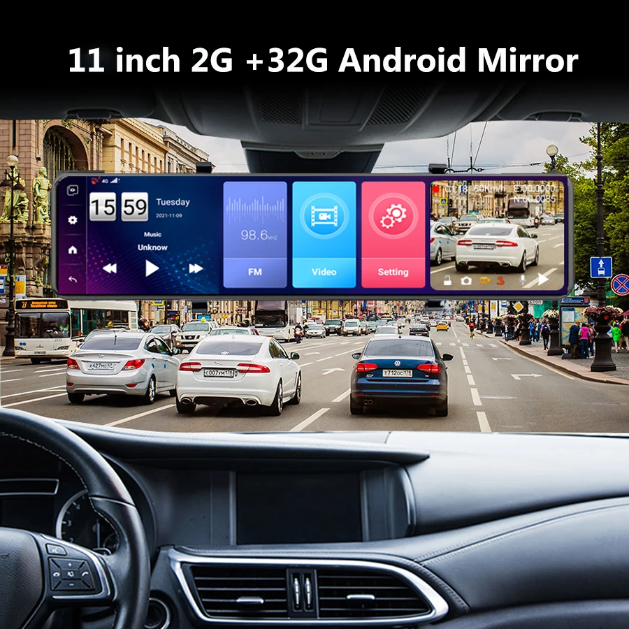 

11 Inch 4G Dash Cam for car Android 8.1 GPS Navigation auto Video Recorder DVRs ADAS Car black box Dual camera Remote monitoring