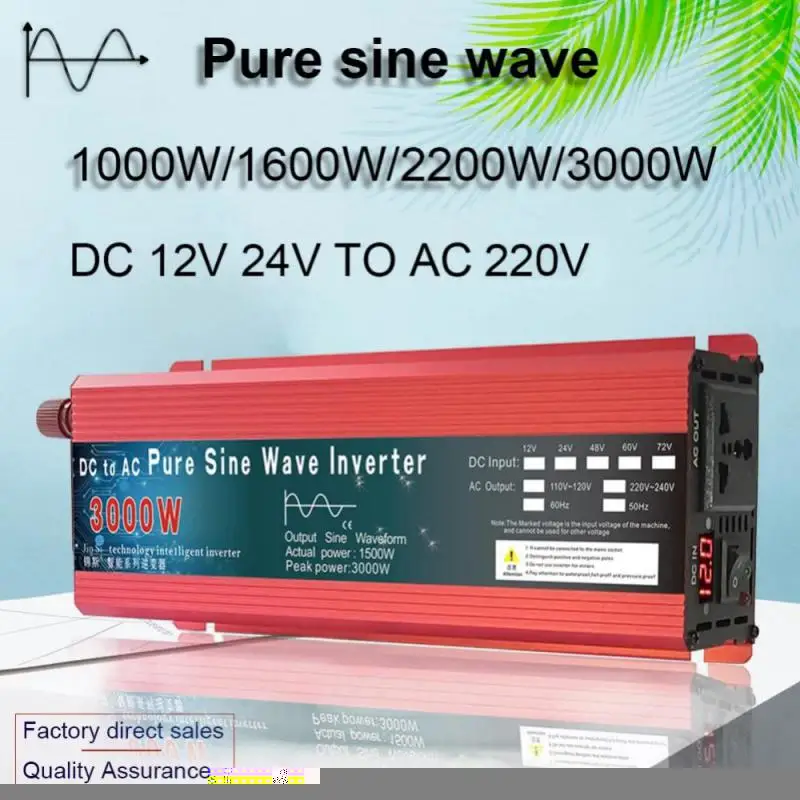 Чистый синусоидальный сигнал 1000 Вт/1600 Вт/2200 Вт/3000 Вт, постоянный ток 12 В/24 В до 220 В, пиковая мощность, автомобильная штепсельная вилка, инвертор, параметры преобразователя мощности, дисплей 
Чистый синусоидальный сигнал 1000 Вт/1600 Вт/2200 Вт/3000 Вт, постоянный ток 12 В/24 В до 220 В, пиковая мощность, автомобильная штепсельная вилка, инвертор, параметры преобразователя мощности, дисплей