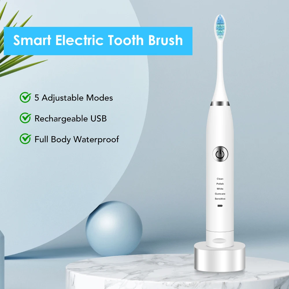 Powerful Electric Toothbrush USB Rechargeable Waterproof 5 Mode Smart Toothbrush Timer Teeth Whitening Oral Care Dental Tool Set
Powerful Electric Toothbrush USB Rechargeable Waterproof 5 Mode Smart Toothbrush Timer Teeth Whitening Oral Care Dental Tool Set