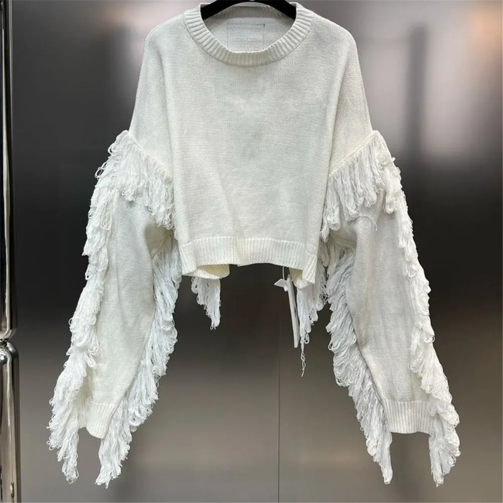 2023 Autumn O Neck Long Sleeve Tassel Distressed Street Fashion Sweater for Women Pullover Knitwear Female Knit top Y4314
2023 Autumn O Neck Long Sleeve Tassel Distressed Street Fashion Sweater for Women Pullover Knitwear Female Knit top Y4314