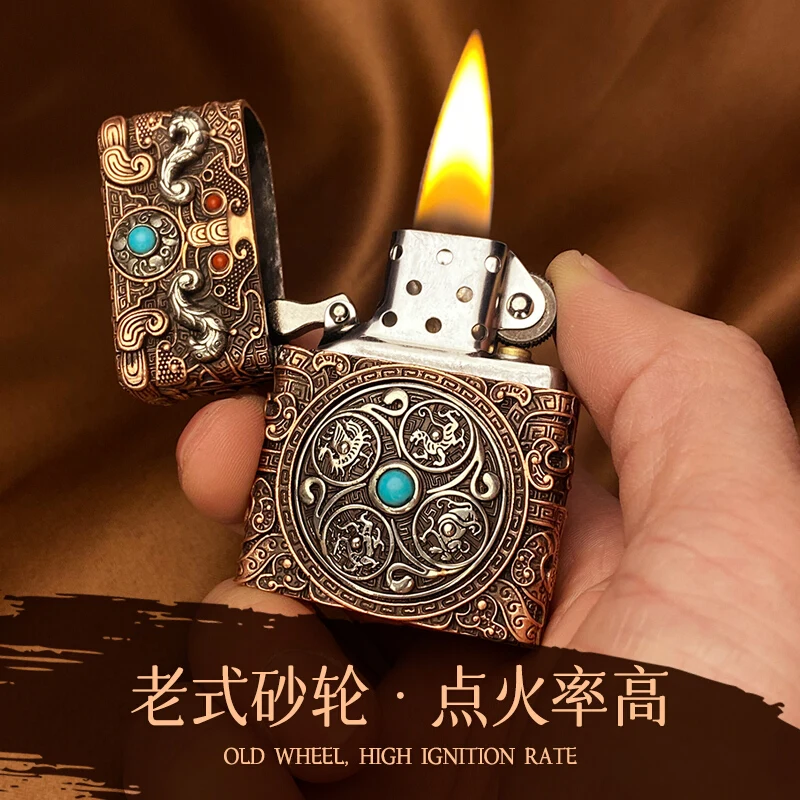 Authentic ZorroZORROHeavy Armor Kui Cattle Four-Elephant Relief Original Copper Kerosene Lighter Creative Retro Rotating Persona
Authentic ZorroZORROHeavy Armor Kui Cattle Four-Elephant Relief Original Copper Kerosene Lighter Creative Retro Rotating Persona