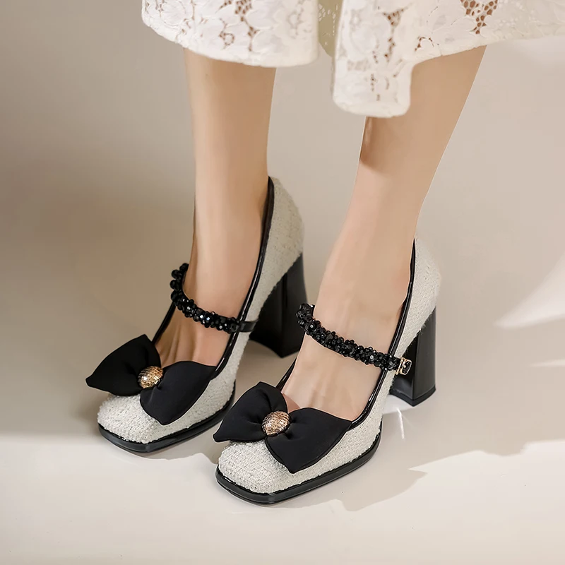 Heihaian Elegant French Heels Suit The New Women's Square Mary Jane Shoes With Bow Embellishments For Spring
Heihaian Elegant French Heels Suit The New Women's Square Mary Jane Shoes With Bow Embellishments For Spring