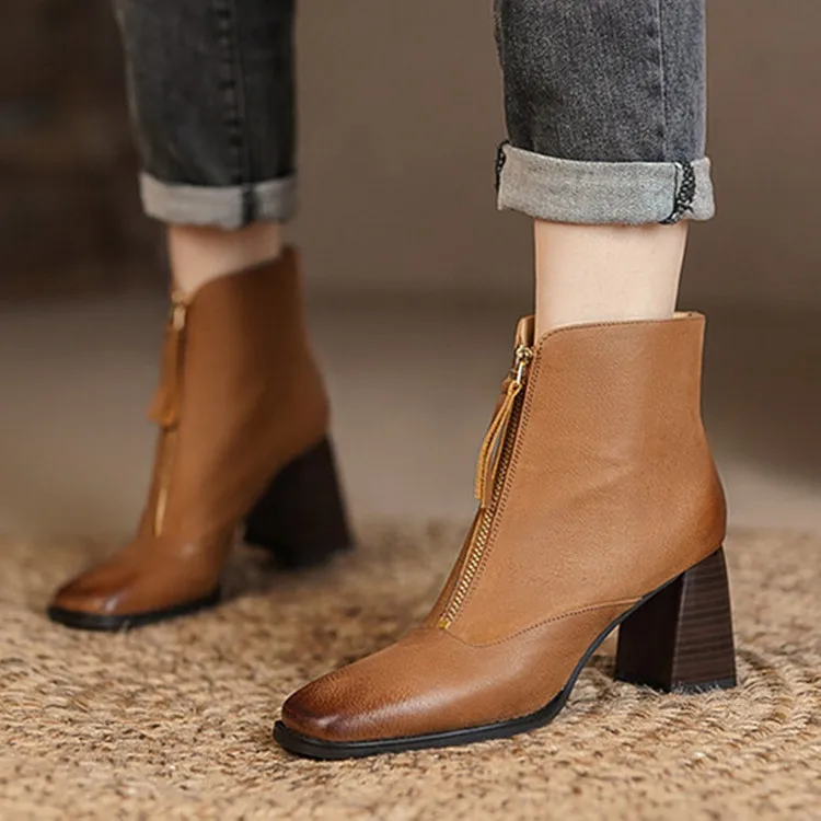 Vintage Brush Off Real Leather Women Ankle Boots Autumn Short Lady Chelsea Botas Front Zipper High Heels Winter Botines Femmes
Vintage Brush Off Real Leather Women Ankle Boots Autumn Short Lady Chelsea Botas Front Zipper High Heels Winter Botines Femmes