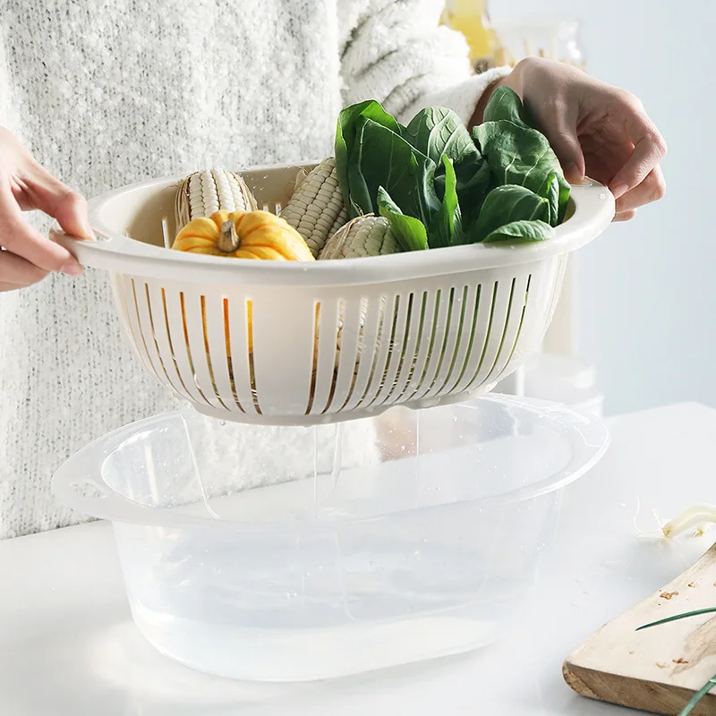 New Double-layer Draining Basket Household Fresh-keeping Box with Lid Washing Vegetable Drainer Plastic Storage Box Kitchen Tool
New Double-layer Draining Basket Household Fresh-keeping Box with Lid Washing Vegetable Drainer Plastic Storage Box Kitchen Tool