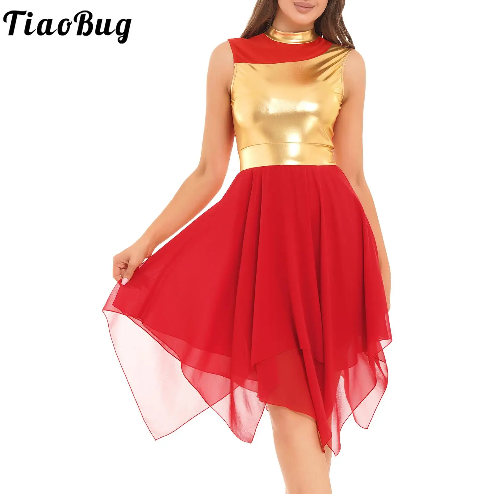 Women Sleeveless Ballet Dance Leotard Lyrical Dress Contrast Color Asymmetrical Hem Contemporary Performance Costume Clothing
Women Sleeveless Ballet Dance Leotard Lyrical Dress Contrast Color Asymmetrical Hem Contemporary Performance Costume Clothing