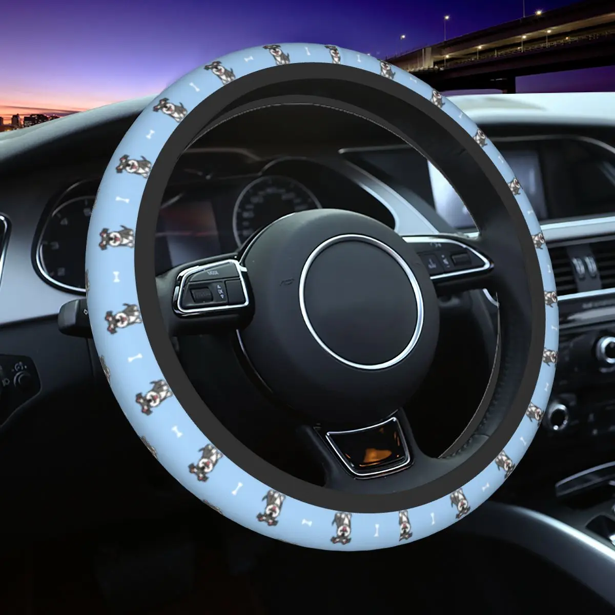 37-38 Car Steering Wheel Cover Cute Schnauzer Dog Animal Anti-slip Car-styling Elastische Car Accessories
37-38 Car Steering Wheel Cover Cute Schnauzer Dog Animal Anti-slip Car-styling Elastische Car Accessories