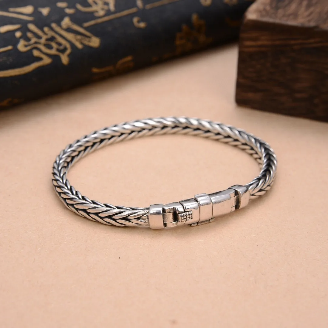 New Real Pure S925 Silver Handmade Woven Retro Domineering Style Ppersonality Keel Man and Woman Bracelets
New Real Pure S925 Silver Handmade Woven Retro Domineering Style Ppersonality Keel Man and Woman Bracelets