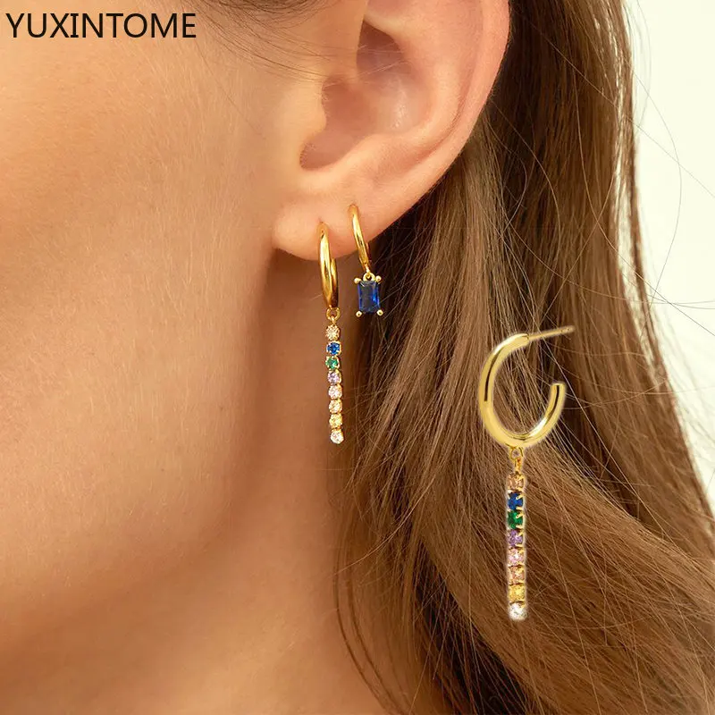 YUXINTOME 925 Sterling Silver Needle Color Zircon Lightning Long Strip Earrings for Women Stud Fashion jewelry Girl 2022
YUXINTOME 925 Sterling Silver Needle Color Zircon Lightning Long Strip Earrings for Women Stud Fashion jewelry Girl 2022