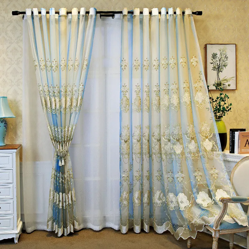 OREMIKA European Embroidered Floral Sheer Voile Curtain for Living Room Bedroom Blue Gradient Tulle Window Treatment Drapes
OREMIKA European Embroidered Floral Sheer Voile Curtain for Living Room Bedroom Blue Gradient Tulle Window Treatment Drapes