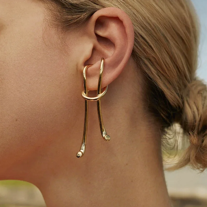 Punk Exaggerated Personality Special Design Metal Gold Silver Color No Piercing Clip Earrings For Women Men Fashion Jewelry 
Punk Exaggerated Personality Special Design Metal Gold Silver Color No Piercing Clip Earrings For Women Men Fashion Jewelry
