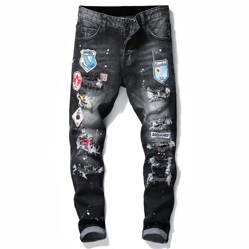 Men Black Holes Denim Jeans Luxury Brand Dsq2 Stretch Fit Long Jeans Pants Male New Fashion Man Badge Patch Denim Jeans Pants
Men Black Holes Denim Jeans Luxury Brand Dsq2 Stretch Fit Long Jeans Pants Male New Fashion Man Badge Patch Denim Jeans Pants