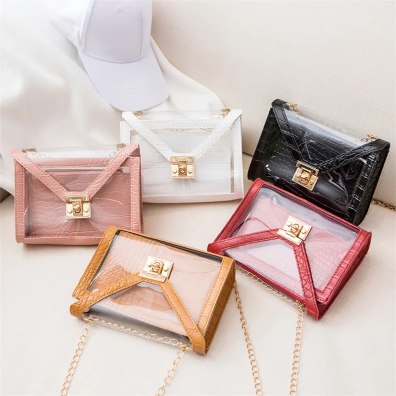 Crocodile Pattern Jelly Women's Shoulder Bag 2022 Summer Autumn Bags Transparent Handbag Personality Lock Chain Small Square Bag 
Crocodile Pattern Jelly Women's Shoulder Bag 2022 Summer Autumn Bags Transparent Handbag Personality Lock Chain Small Square Bag