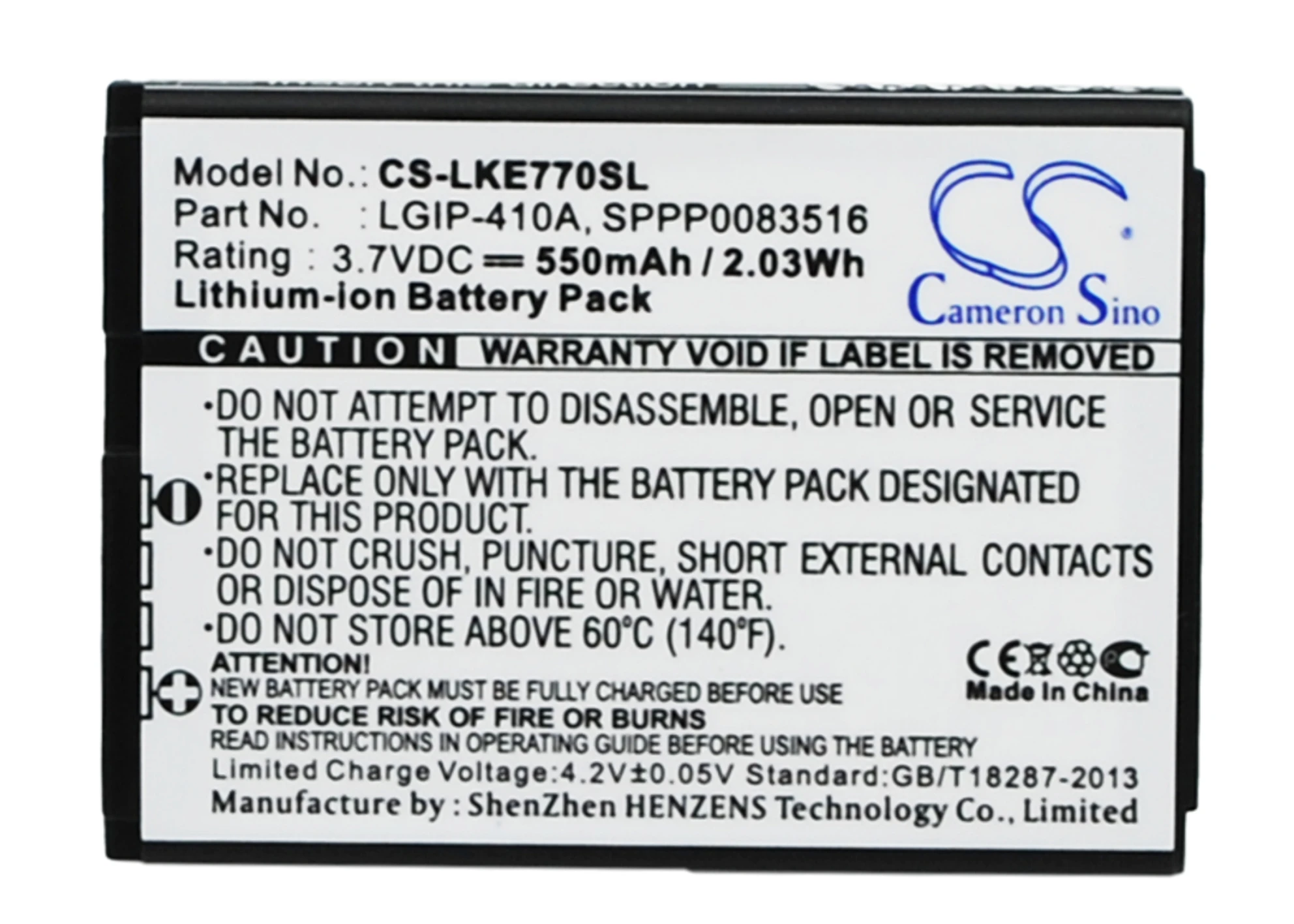 Аккумулятор Cameron Sino на 550 мА · ч LGIP-410A SBPL0085603 SPPP0083516 для LG 278A KE770 KF500 KF510 KG289 KG77 |