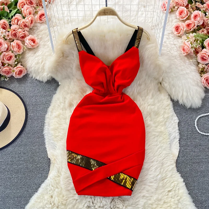 2022 Summer Women Bodycon Mini Dresses Sexy V-neck Spaghetti Strap High Waist Sleeveless Glitter Party Dress Slim Club Clothing
2022 Summer Women Bodycon Mini Dresses Sexy V-neck Spaghetti Strap High Waist Sleeveless Glitter Party Dress Slim Club Clothing