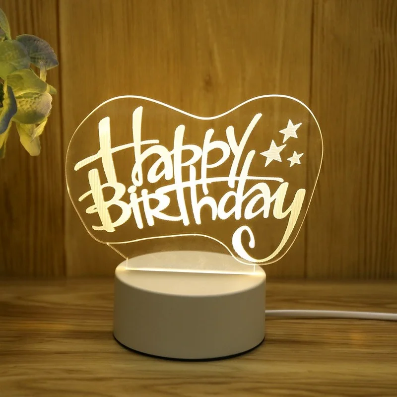 Happy Birthday 3D Acrylic Night Light Birthday Party Decor Kids Gift Unicorn Night Lamp Love LED Lights Decoration Bedroom Girl 
Happy Birthday 3D Acrylic Night Light Birthday Party Decor Kids Gift Unicorn Night Lamp Love LED Lights Decoration Bedroom Girl