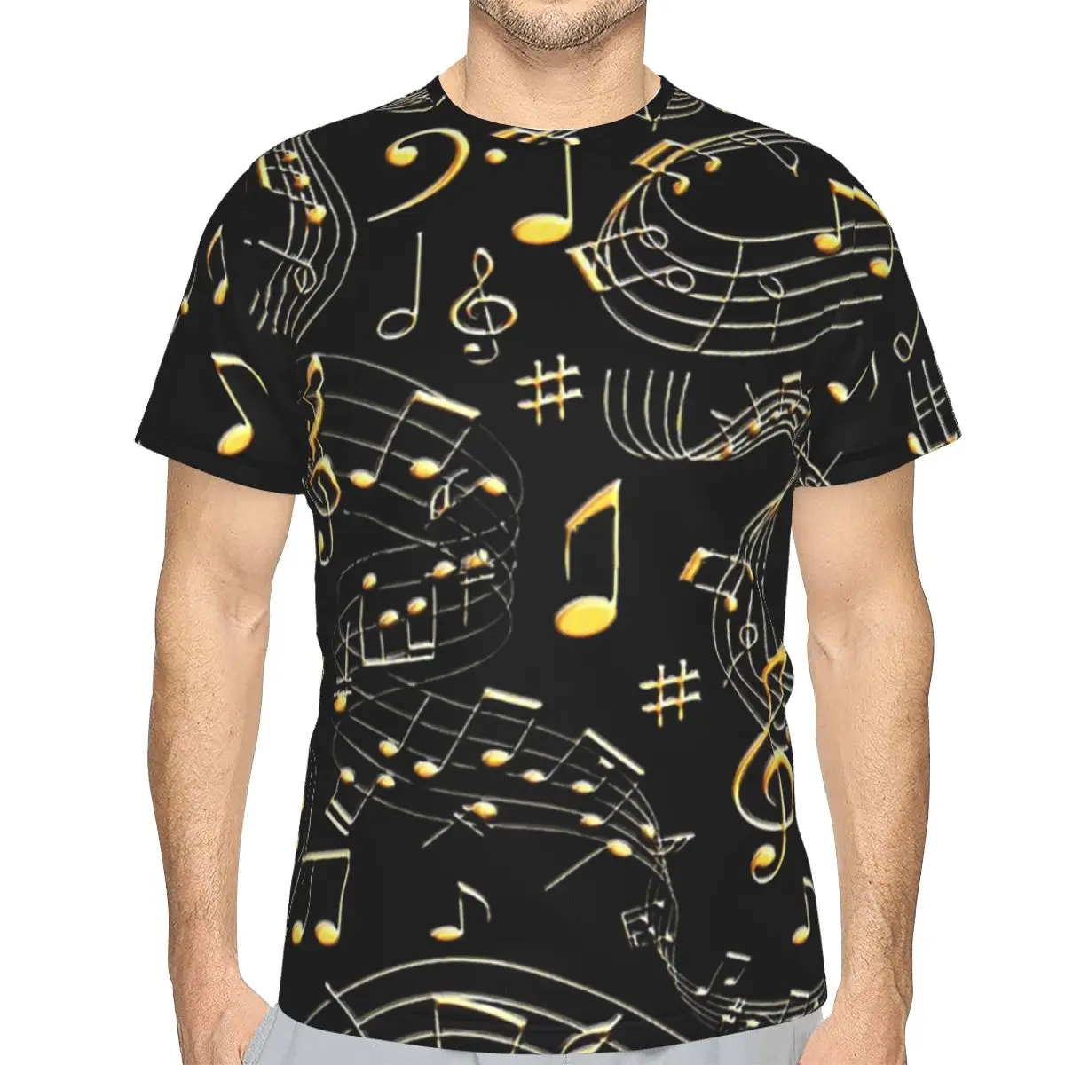 Music, Musical Notes, Gold Embossed Round Collar Polyester TShirt 3D Three Dimensional Original Thin T Shirt Man's Tops Big Sale
Music, Musical Notes, Gold Embossed Round Collar Polyester TShirt 3D Three Dimensional Original Thin T Shirt Man's Tops Big Sale