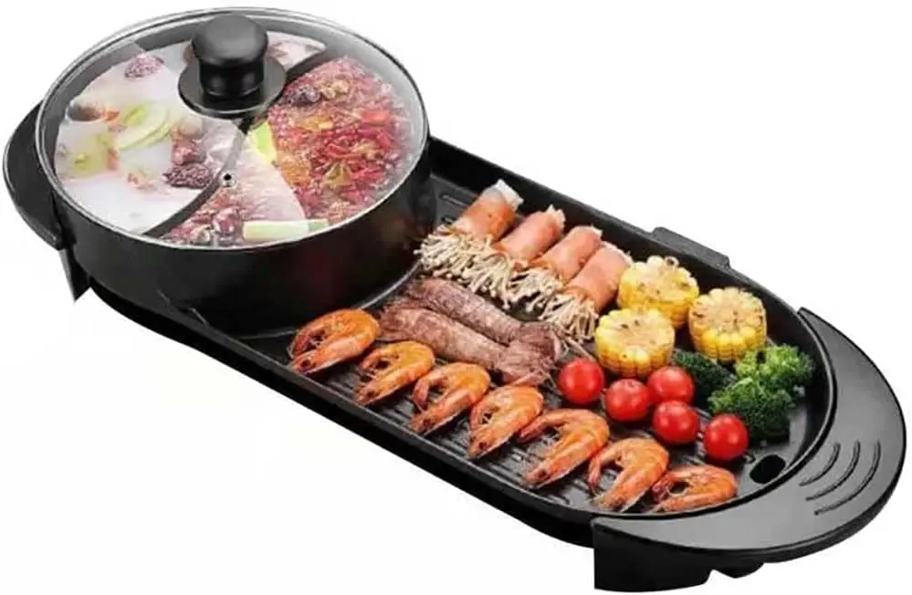 В 1 гриль с отдельным разделителем Shabu, горячий горшок с двойным вкусом. Многофункциональная Крытая Корейская емкость для барбекю Teppanyaki для 2-10
В 1 гриль с отдельным разделителем Shabu, горячий горшок с двойным вкусом. Многофункциональная Крытая Корейская емкость для барбекю Teppanyaki для 2-10