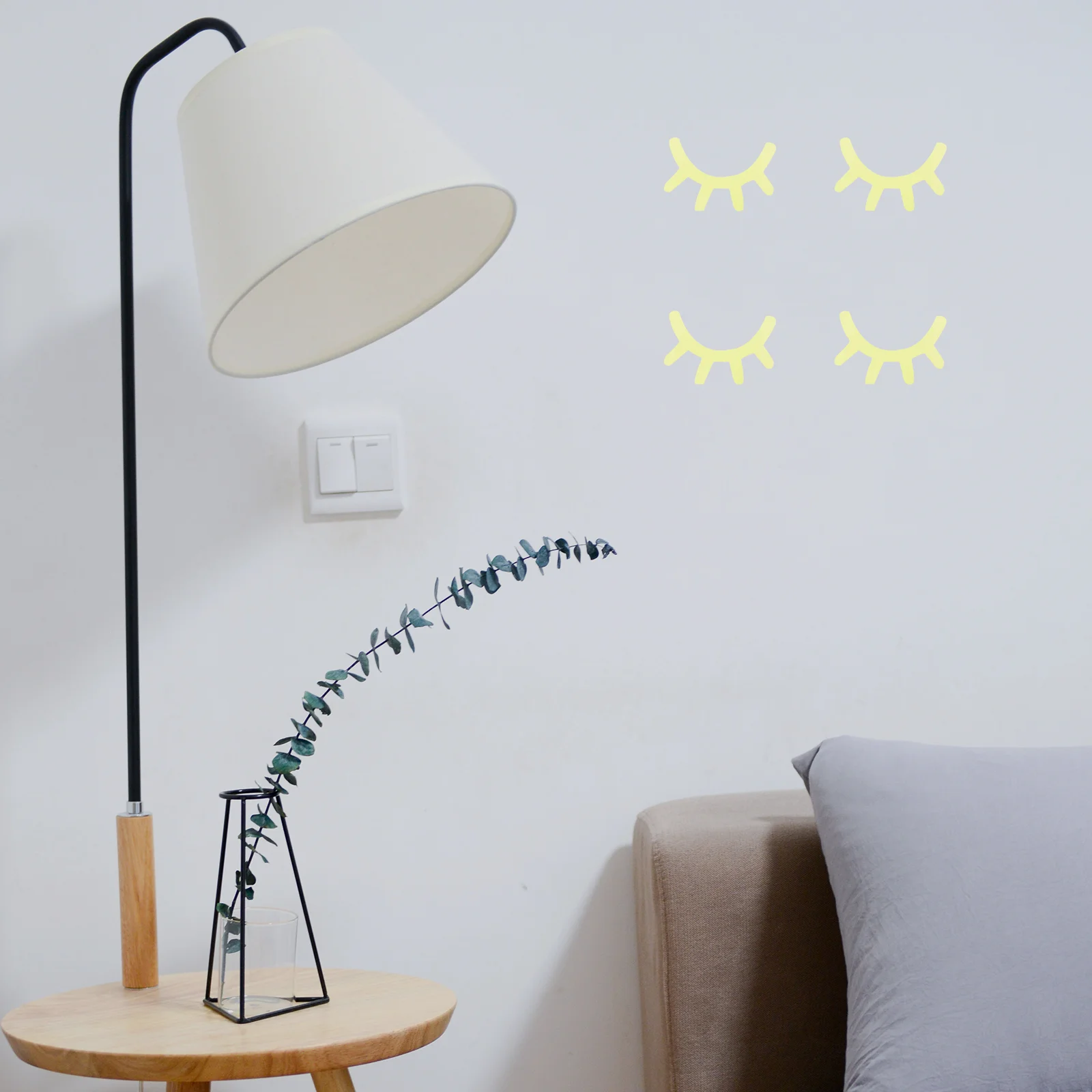 

3 Sheets Eyeshine Lashes Glow The Dark Wall Stickers Decor Room Pvc Decorations Child Eyelash