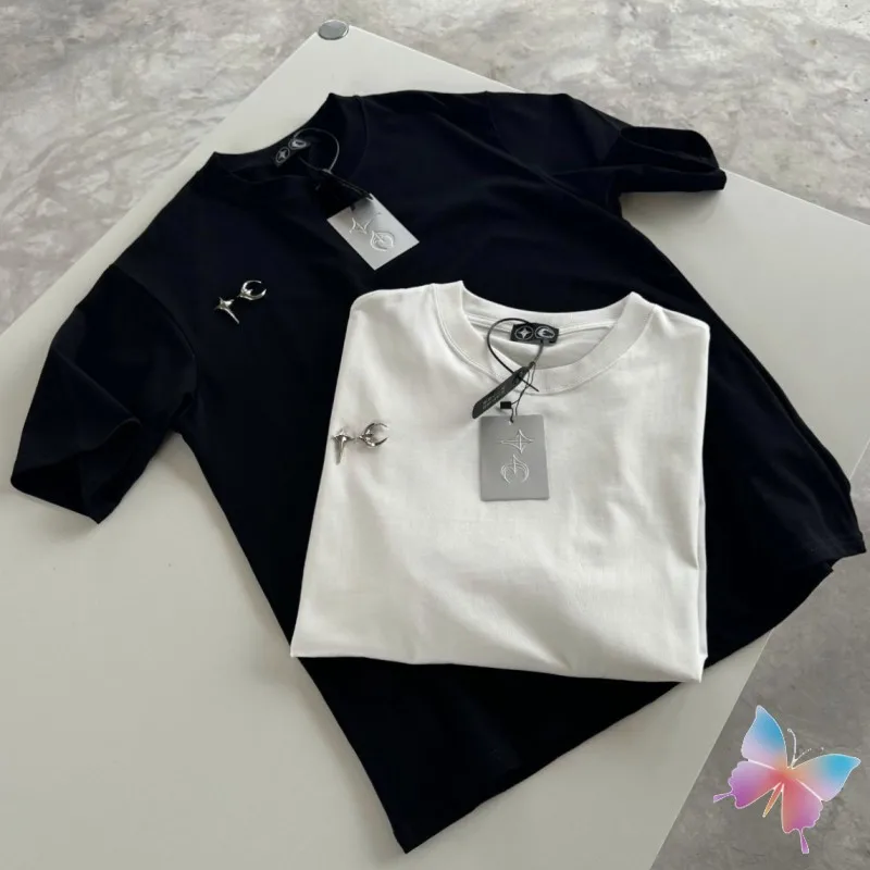 Stock Hiphop Street Cleanfit Thug Клубные футболки с металлическим логотипом хлопковые черные