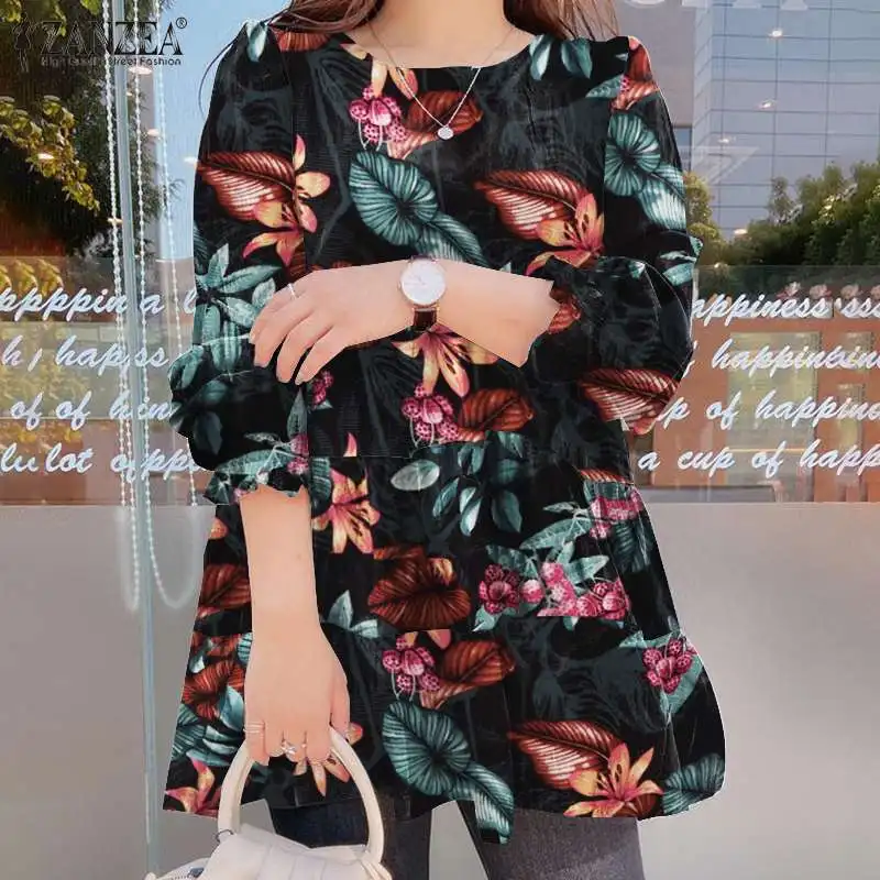 Spring Autumn Printed Tops Holiday Elegant Blouse Women Fashion Ruffle Blusas ZANZEA Casual Long Sleeve Shirts Oversized Chemise
Spring Autumn Printed Tops Holiday Elegant Blouse Women Fashion Ruffle Blusas ZANZEA Casual Long Sleeve Shirts Oversized Chemise