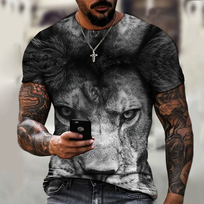2021 summer street fashion casual loose oversized 3D printed animal lion cartoon T-shirt men's short-sleeved T-shirt
2021 summer street fashion casual loose oversized 3D printed animal lion cartoon T-shirt men's short-sleeved T-shirt