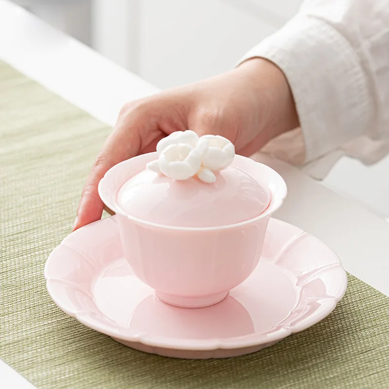Pink Gaiwan Tea Cup Handmade Pinch Flowers Teacup Ceramic Gaiwan Tea Bowl Kung Fu Tea Set Color Glaze Petal Tea Cup with Tray
Pink Gaiwan Tea Cup Handmade Pinch Flowers Teacup Ceramic Gaiwan Tea Bowl Kung Fu Tea Set Color Glaze Petal Tea Cup with Tray