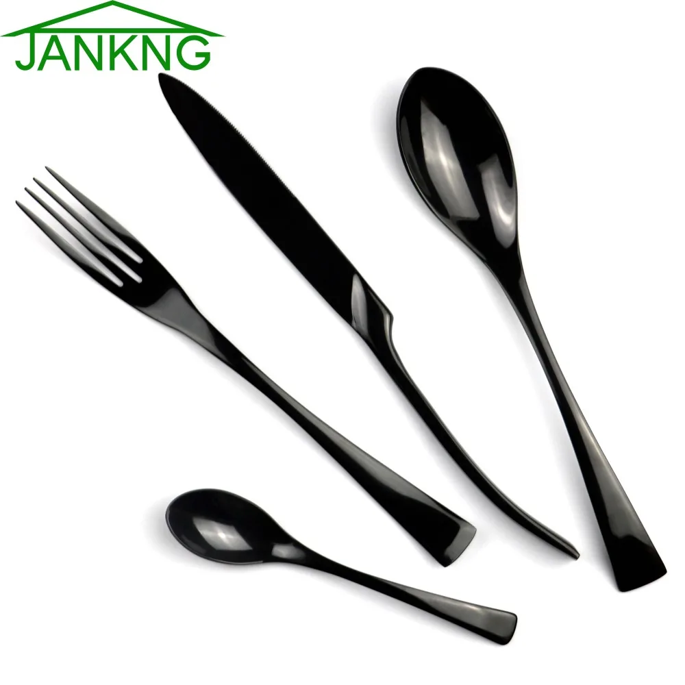 JANKNG 24-Pcs Black Western 18/10 Stainless Steel Cutlery Set Food Tableware Sets Fork Dinner Knife TeaSpoon Dinnerware Set
JANKNG 24-Pcs Black Western 18/10 Stainless Steel Cutlery Set Food Tableware Sets Fork Dinner Knife TeaSpoon Dinnerware Set
