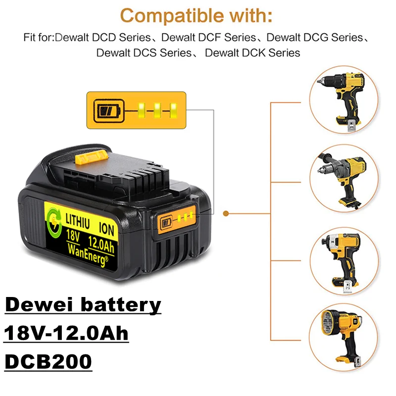 Lupuk-18v power tool battery, 12.0ah, for 18v/20v power tools, dcb180 dcb181 dcb182 dcb201 dcb201-2 dcb200-2 dcb204-2 L50, etc
Lupuk-18v power tool battery, 12.0ah, for 18v/20v power tools, dcb180 dcb181 dcb182 dcb201 dcb201-2 dcb200-2 dcb204-2 L50, etc
