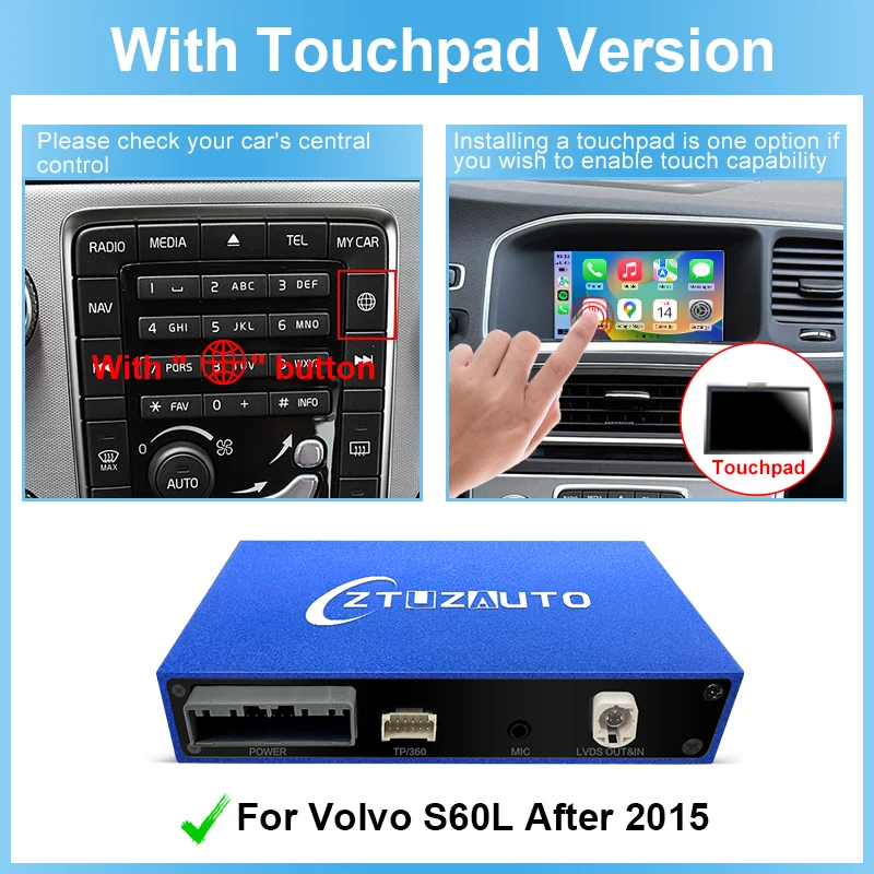 Беспроводной CarPlay для Volvo S60 S60L 2014-2019 7-дюймовый ЖК-экран Android Auto Интерфейс Mirror Link AirPlay Функция воспроизведения автомобиля
Беспроводной CarPlay для Volvo S60 S60L 2014-2019 7-дюймовый ЖК-экран Android Auto Интерфейс Mirror Link AirPlay Функция воспроизведения автомобиля