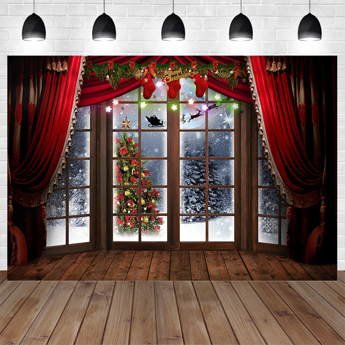 Mocsicka Winter Photography Backdrop Christmas Snow Window Xmas Tree Red Curtain Decoration Family Portrait Indoor Background
Mocsicka Winter Photography Backdrop Christmas Snow Window Xmas Tree Red Curtain Decoration Family Portrait Indoor Background
