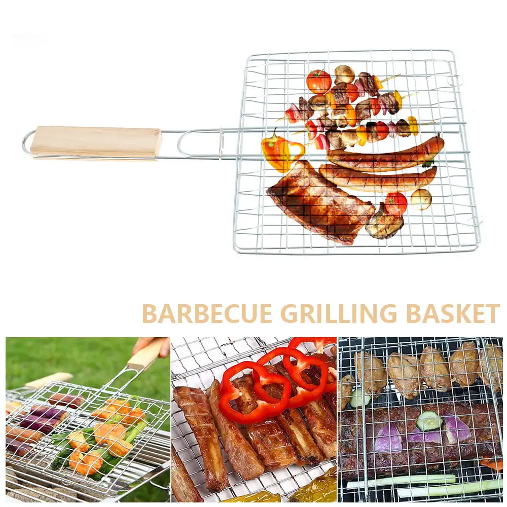 Barbecue Grilling Basket, Stainless Steel Fish Grill Basket with Removable Wooden Handle, Folding Portable Barbecue Rack Grill A
Barbecue Grilling Basket, Stainless Steel Fish Grill Basket with Removable Wooden Handle, Folding Portable Barbecue Rack Grill A