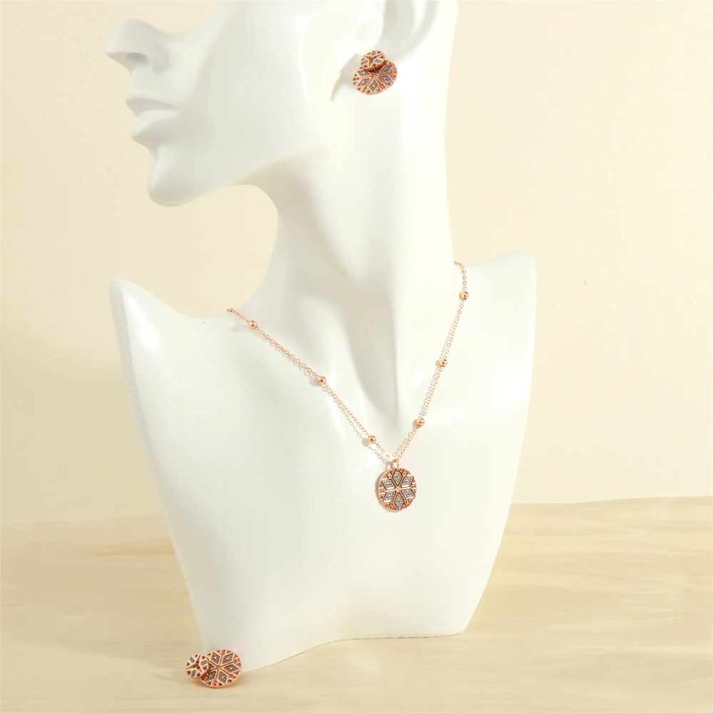 Jewelry Set Ethnic Shine Zircon Round Pendant Necklace Earrings Inlaid Rhombus Gold Plated Chain Choker Charm Ladies Accessories
Jewelry Set Ethnic Shine Zircon Round Pendant Necklace Earrings Inlaid Rhombus Gold Plated Chain Choker Charm Ladies Accessories