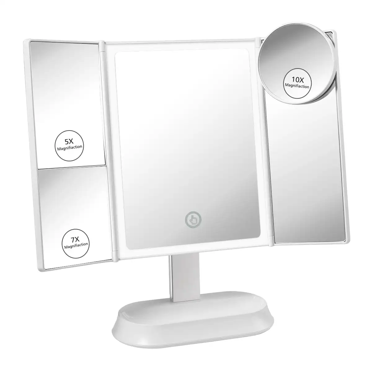 Makeup Vanity Mirror with 40 LED Lights, Trifold Mirror with Touch Screen Dimming - 1x 5X 7X Magnification, with Detachable 10X
Makeup Vanity Mirror with 40 LED Lights, Trifold Mirror with Touch Screen Dimming - 1x 5X 7X Magnification, with Detachable 10X