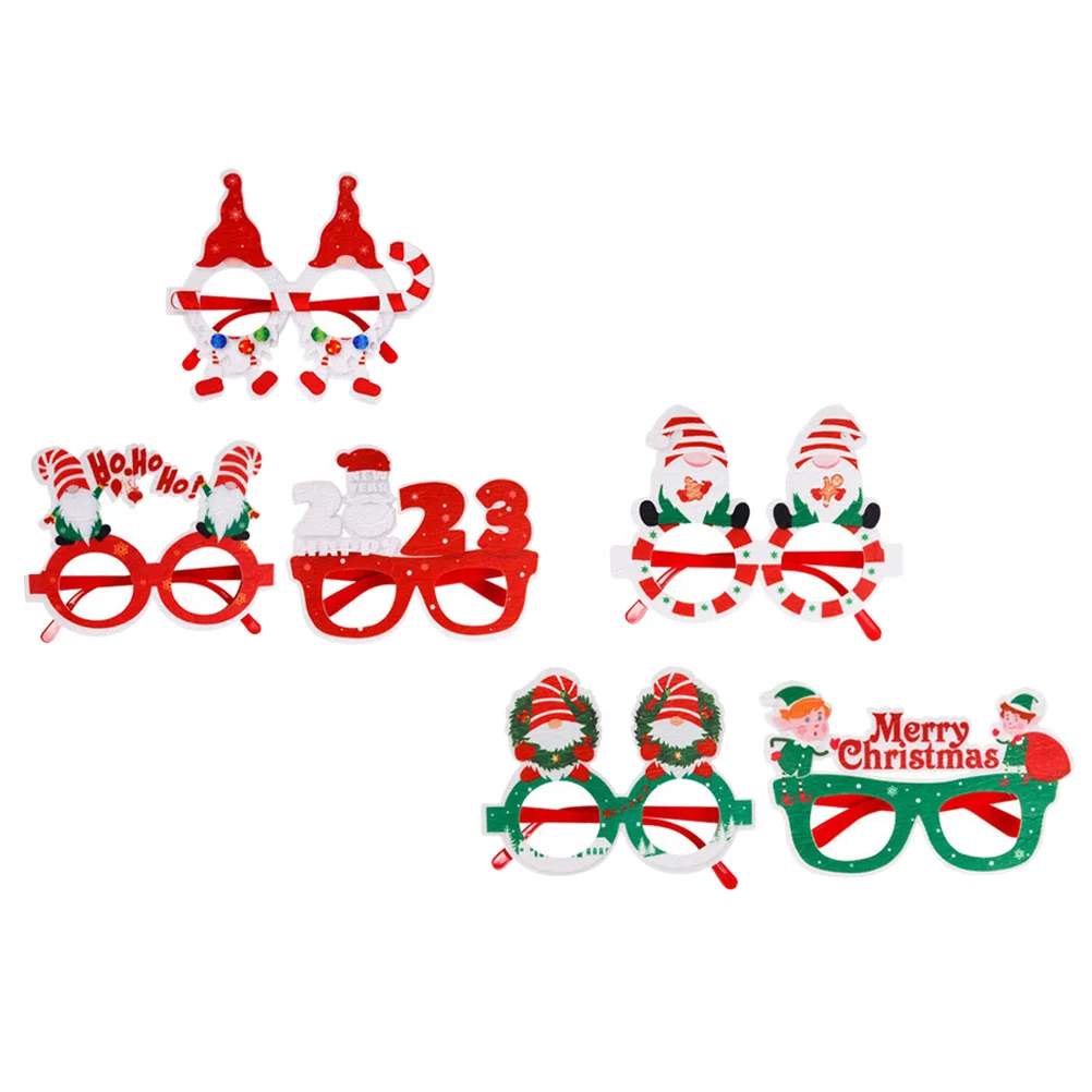 

6 Pcs Christmas Party Glasses Santa Claus Decor Supplies Xmas Eyewear Photo Props Decore Funny Eyeglasses Booth Clothing