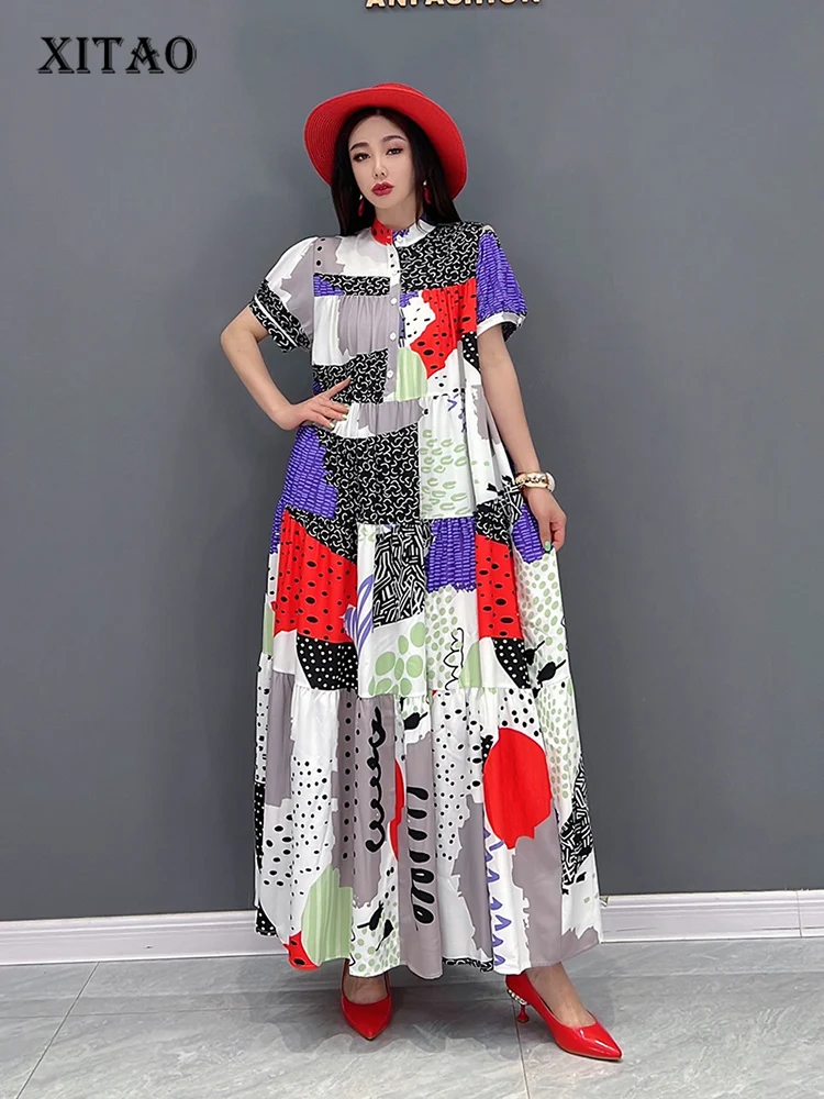 XITAO Contrast Color Print Dress Loose Stand Collar Casual Asymmetrical Splicing Pattern 2022 Summer New Chiffon Dress WMD6503
XITAO Contrast Color Print Dress Loose Stand Collar Casual Asymmetrical Splicing Pattern 2022 Summer New Chiffon Dress WMD6503