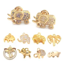 High Quality Champagne Gold Color Brass Elephant Charms Pendants Jewelry Making Diy Necklaces Earrings Findings Accessories
