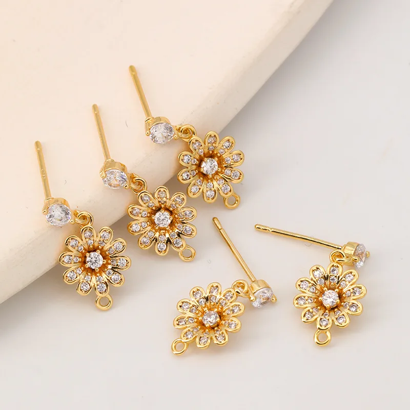 2Pc/Lot Wholesale Flower Stud Earrings With Hanging Loop Micro Zircon Earring Dangle Accessories for Earring Making DIY Jewelry
2Pc/Lot Wholesale Flower Stud Earrings With Hanging Loop Micro Zircon Earring Dangle Accessories for Earring Making DIY Jewelry