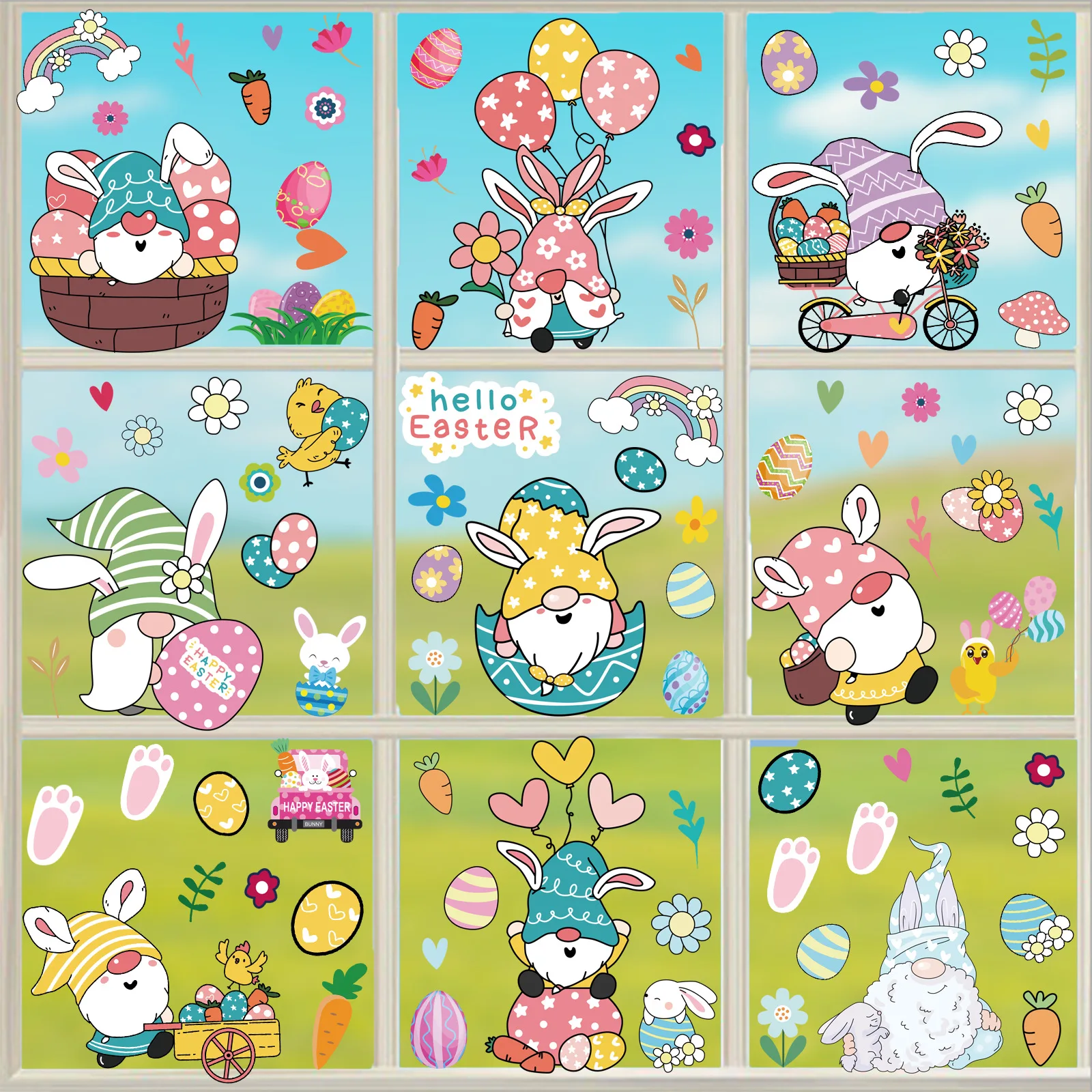 9pcs 2022 Easter Cute Bunny Egg Dwarf Electrostatic Window Stickers Spring Rabbit Parti Western Happy Easter Day Decor For Home
9pcs 2022 Easter Cute Bunny Egg Dwarf Electrostatic Window Stickers Spring Rabbit Parti Western Happy Easter Day Decor For Home