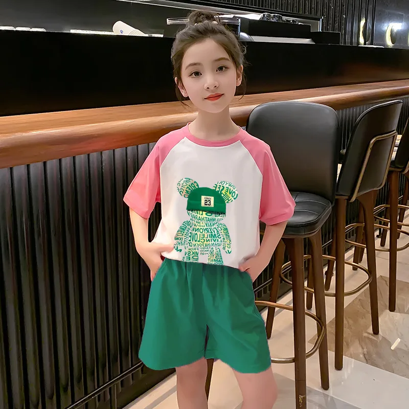 Summer Girls Cotton Alphabet Cartoon Contrast t-Shirt Tops+Green Short Pants Set School Kids Tracksuit Child Outfit Suit 3-14Yrs
Summer Girls Cotton Alphabet Cartoon Contrast t-Shirt Tops+Green Short Pants Set School Kids Tracksuit Child Outfit Suit 3-14Yrs