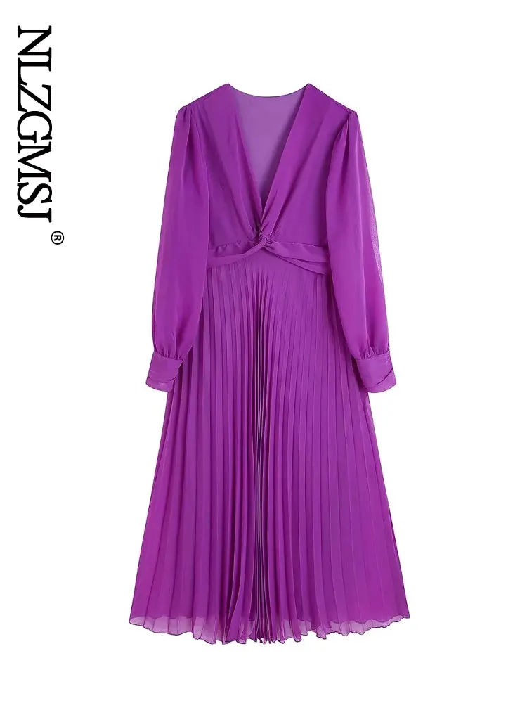 Nlzgmsj 2022 Purple Midi Dresses Spring Autumn V-Neck Long Sleeve Pleat Dress Sweet Women Clothing 202208
Nlzgmsj 2022 Purple Midi Dresses Spring Autumn V-Neck Long Sleeve Pleat Dress Sweet Women Clothing 202208