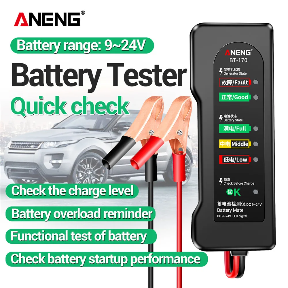 

ANENG BT-170 Battery Testers 12V Car Motorcycle Tester Fault Detector Digital Alternator Test Car Diagnostic Auto Repair Tools