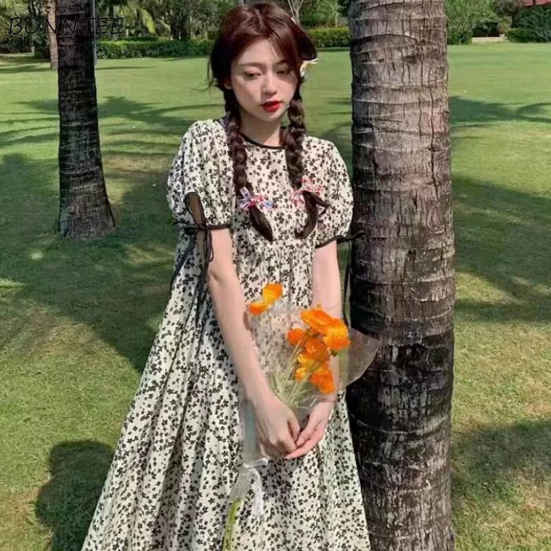 Женский цветочный дизайн, элегантный милый шикарный бандаж Ulzzang, Простые Летние повседневные платья в стиле ампир 
Женский цветочный дизайн, элегантный милый шикарный бандаж Ulzzang, Простые Летние повседневные платья в стиле ампир