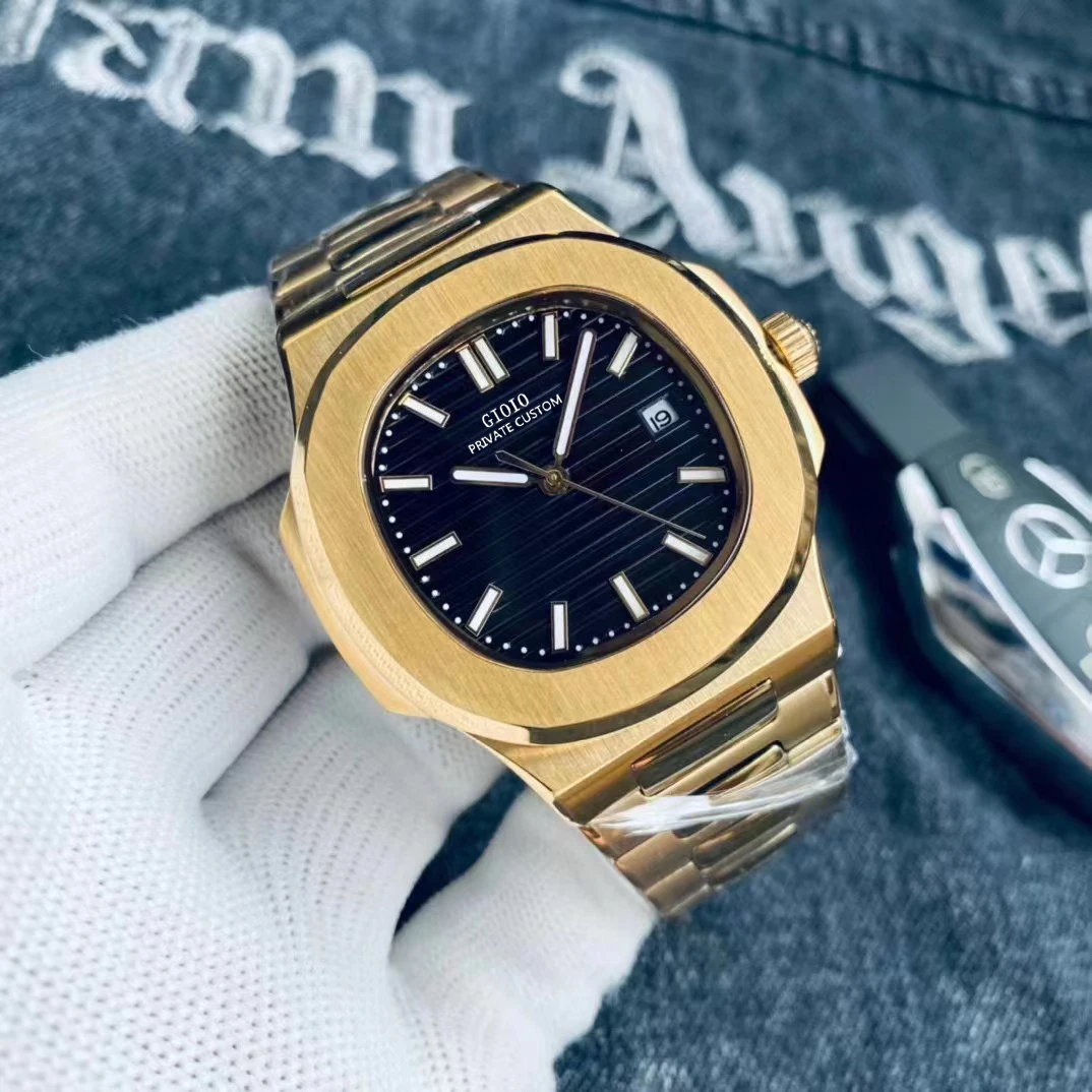 men automatic mechanical watch blue black Rose Gold