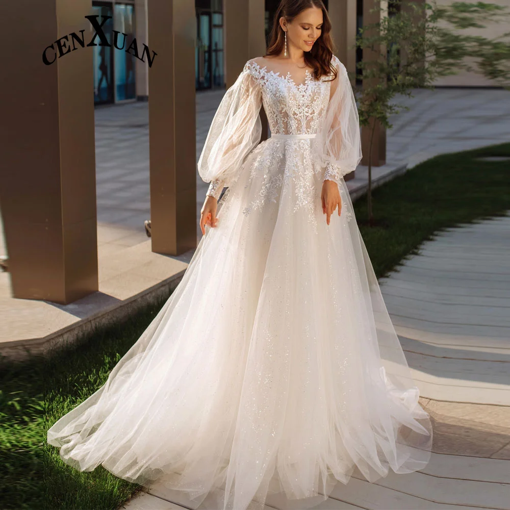 YOLANMY Vintage Puffy Sleeves Wedding Dresses For Mariages Button Tulle Appliques Vestido De Casamento Wholesale Customised
YOLANMY Vintage Puffy Sleeves Wedding Dresses For Mariages Button Tulle Appliques Vestido De Casamento Wholesale Customised