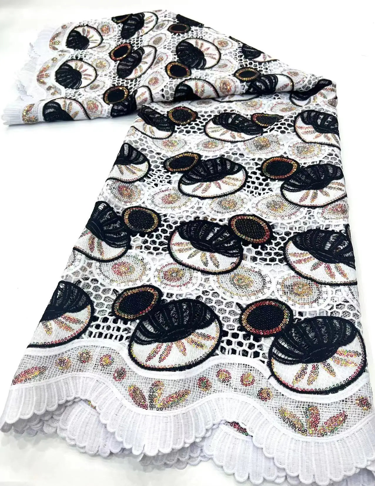 African Guipure Lace Fabric 2023 5yards White Black Ethnic Embroidery Cord Lace Fabric for Igbo Traditional Wedding Robe Dress
African Guipure Lace Fabric 2023 5yards White Black Ethnic Embroidery Cord Lace Fabric for Igbo Traditional Wedding Robe Dress
