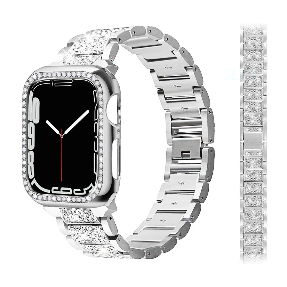 Чехол для Apple Watch Series 7 Band 45 мм IWatch 6 44 мм 40 мм, Алмазный ремешок для Apple Watch 7 5 SE 42 мм, браслет из нержавеющей стали
Чехол для Apple Watch Series 7 Band 45 мм IWatch 6 44 мм 40 мм, Алмазный ремешок для Apple Watch 7 5 SE 42 мм, браслет из нержавеющей стали