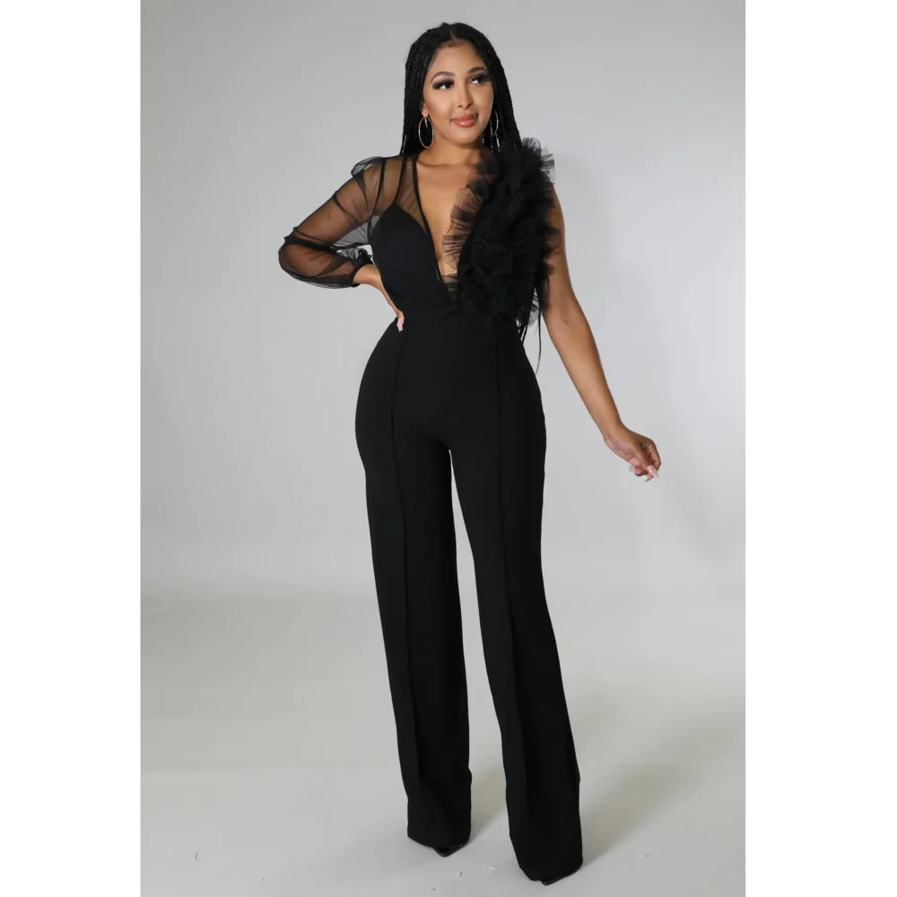 One Shoulder Sexy Jumpsuit Sheer Mesh Transparent Back Black White Long Jumpsuits Night Club Party Overall Romper Wide Leg Oants
One Shoulder Sexy Jumpsuit Sheer Mesh Transparent Back Black White Long Jumpsuits Night Club Party Overall Romper Wide Leg Oants